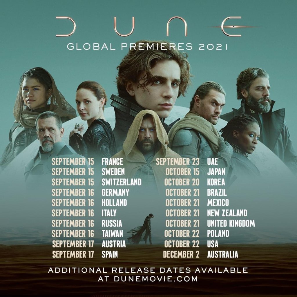 Dune, Dune Premiere, Dune Premiere Dates